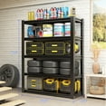 thumbnail image 2 of 78" H Metal Storage Shelving, 3000LBS Heavy Duty Shelves Unit, Adjustable 5 Tier Storage Rack, Industrial Utility Shelf for Garage, Warehouse, Bedroom, Kitchen,18" D×47.5“W×78”H, Black, 2 of 9