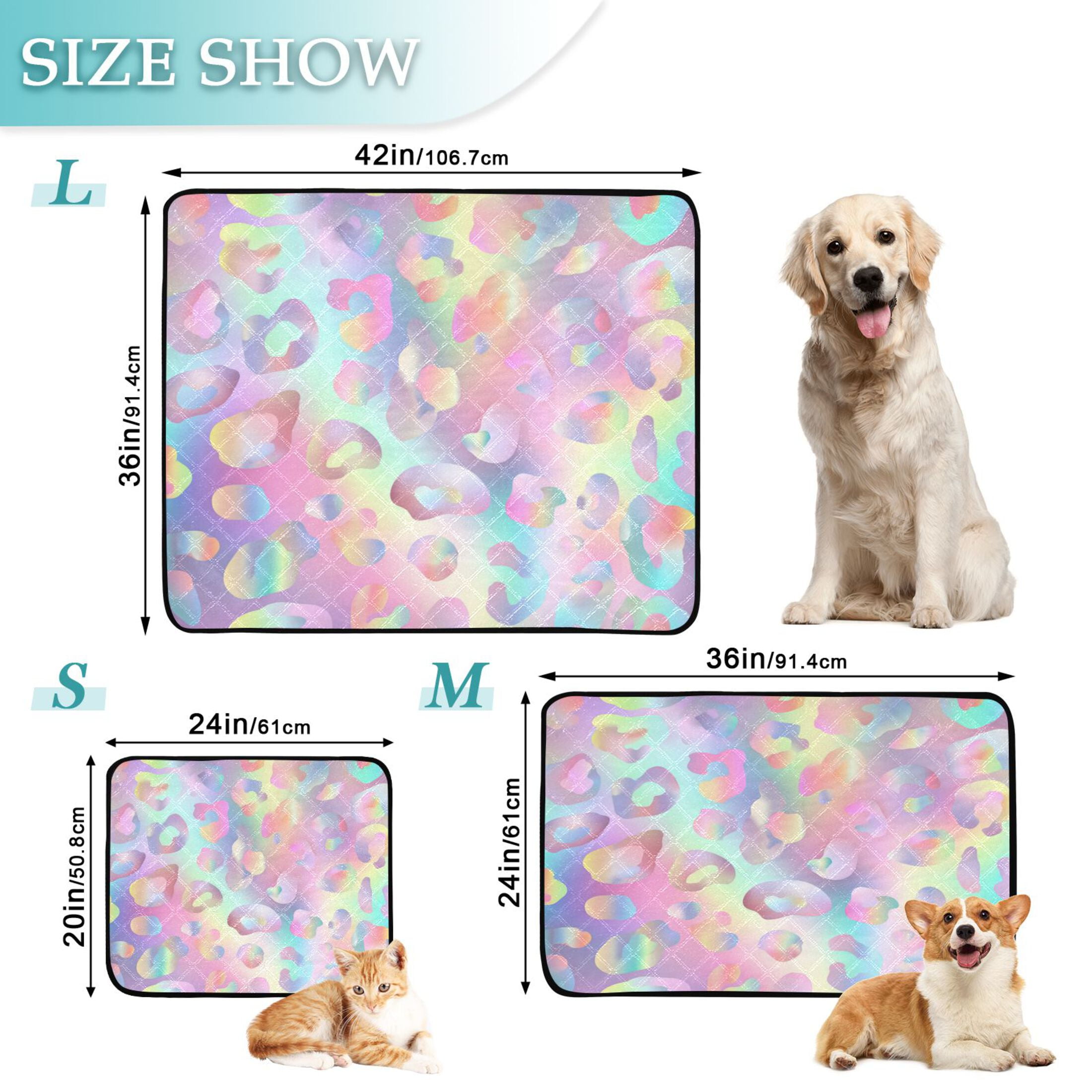 Qxltty Colorful Leopard Print Cat litter Pads Pet Set of 2 Diaper Mats Center Anti-leakage Layer Absorbent Soft and Comfortable