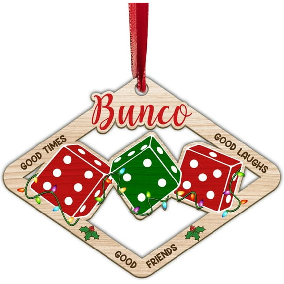 Bunco Christmas Ornament 2025, Bunco Ornaments Exchange Gifts, Dice Game Holiday Xmas Tree Hanging Decorations, Bunco Game Gift for Group Players Besties Keepsake Present, Good Times Laughs