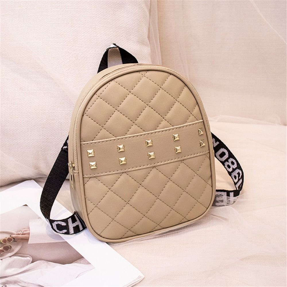 Ladies Fashion Plaid Multi-function Pu Leather Backpacks Casual