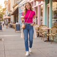 thumbnail image 5 of Women Fitted Short Sleeve Mock Neck T Shirt Stretchy Breathable Basic Top,M, 5 of 8