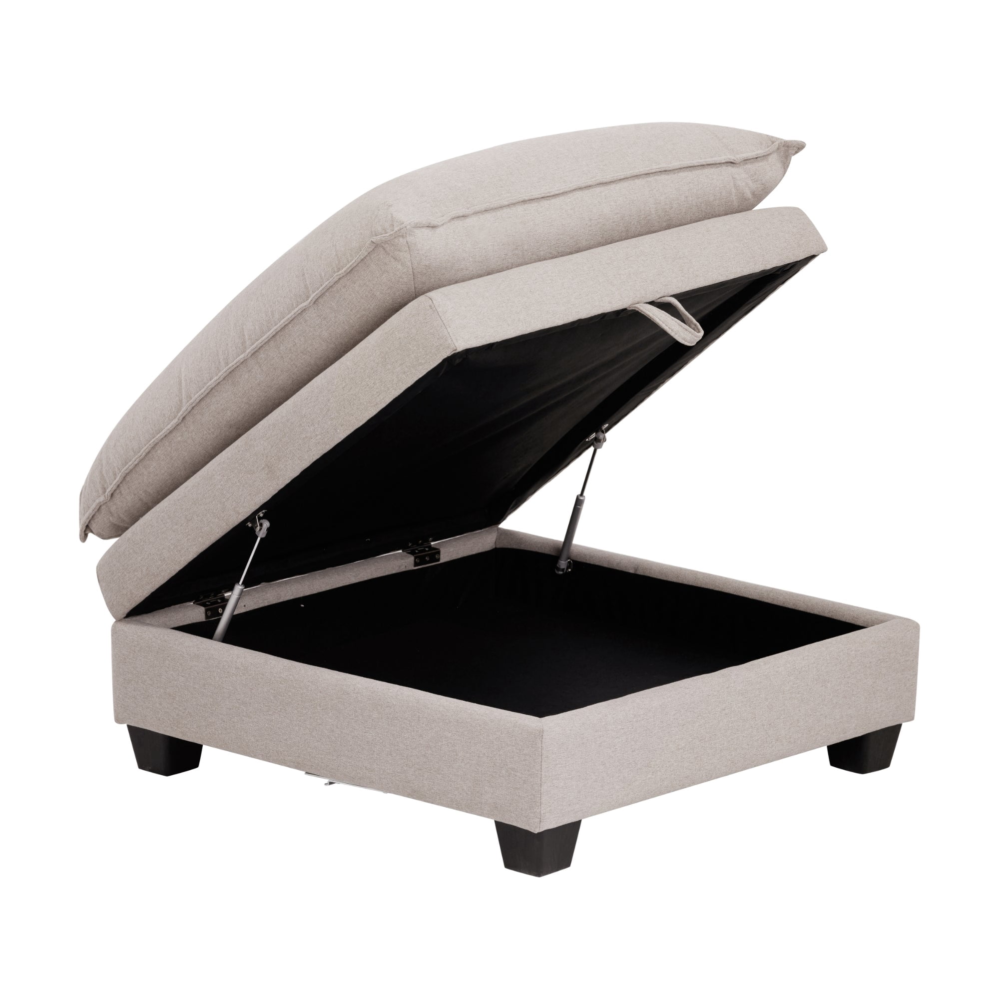 Nathan James Chelsea Modern Cloud Ottoman, Linen Fabric Upholstered Ottoman with Storage, Beige