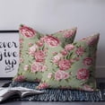 thumbnail image 2 of 14x14 Pillow Covers Set of 2, Flowers Vintage Throw Pillow Covers Decorative Couch Cushion Case, Green Leaves Pastoral Floral Country Microfiber Square Pillowcases for Bedroom Car Living Room, 2 of 7