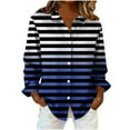 thumbnail image 2 of YHAJDS Shirts Womens Tops Stripe Print Button Lapel Long Sleeve Loose Casual Spring Summer Daily Top, 2 of 4