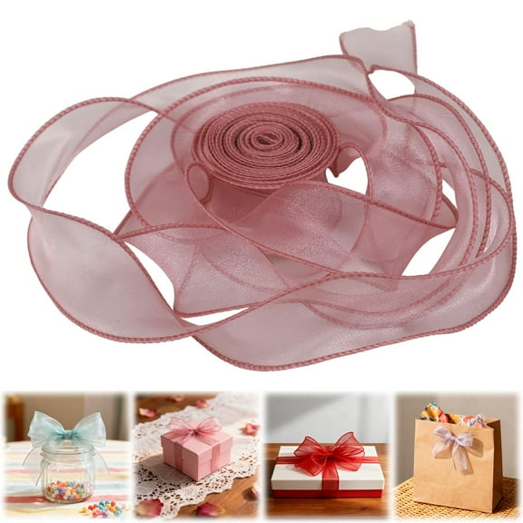 1.57Inchx10Yards Iridescent Organza Ribbon,Wired Ribbon,Shimmer Chiffon Ribbon,for Wrapping Bouquets Wedding Christmas Home Decor ,Fall Kitchen Decork,Wine