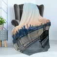 thumbnail image 4 of Landscape Soft Flannel Fleece Blanket, Bench in New York City Midtown Manhattan Sunset Hudsn River Skyline Scenery Photo, Cozy Plush for Indoor and Outdoor Use, 60" x 80", Multicolor, by Ambesonne, 4 of 5