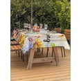 thumbnail image 3 of Outdoor Tablecloth with Umbrella Hole for Patio/Picnic/Party/Camping, Spring Dog Waterproof Table Cloth Rectangle Table Cover Washable, Retro Watercolor Botanical Floral Sunflower (52"x 70"), 3 of 8