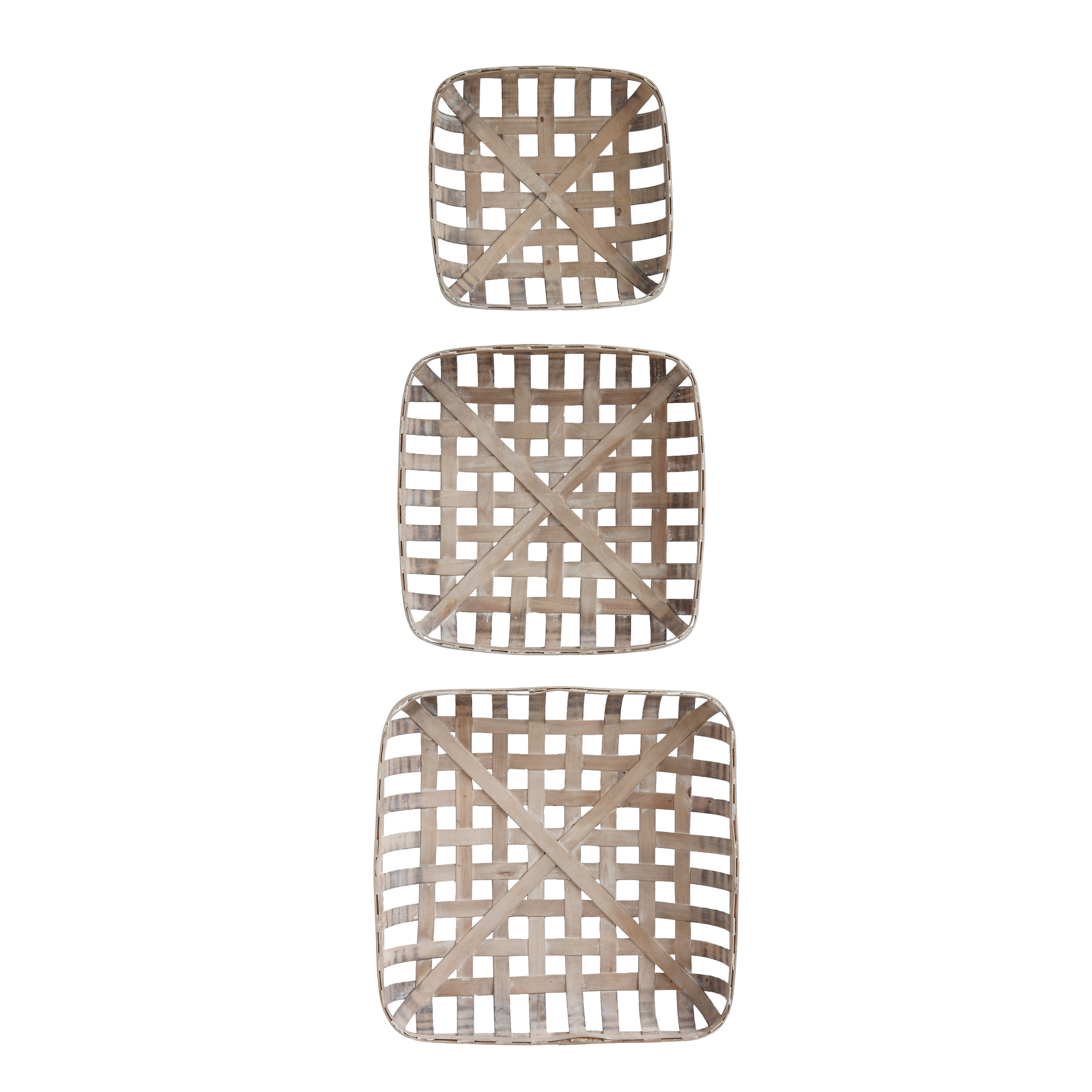 Creative CoOp Set of 3 Square Reproduction Tobacco Baskets