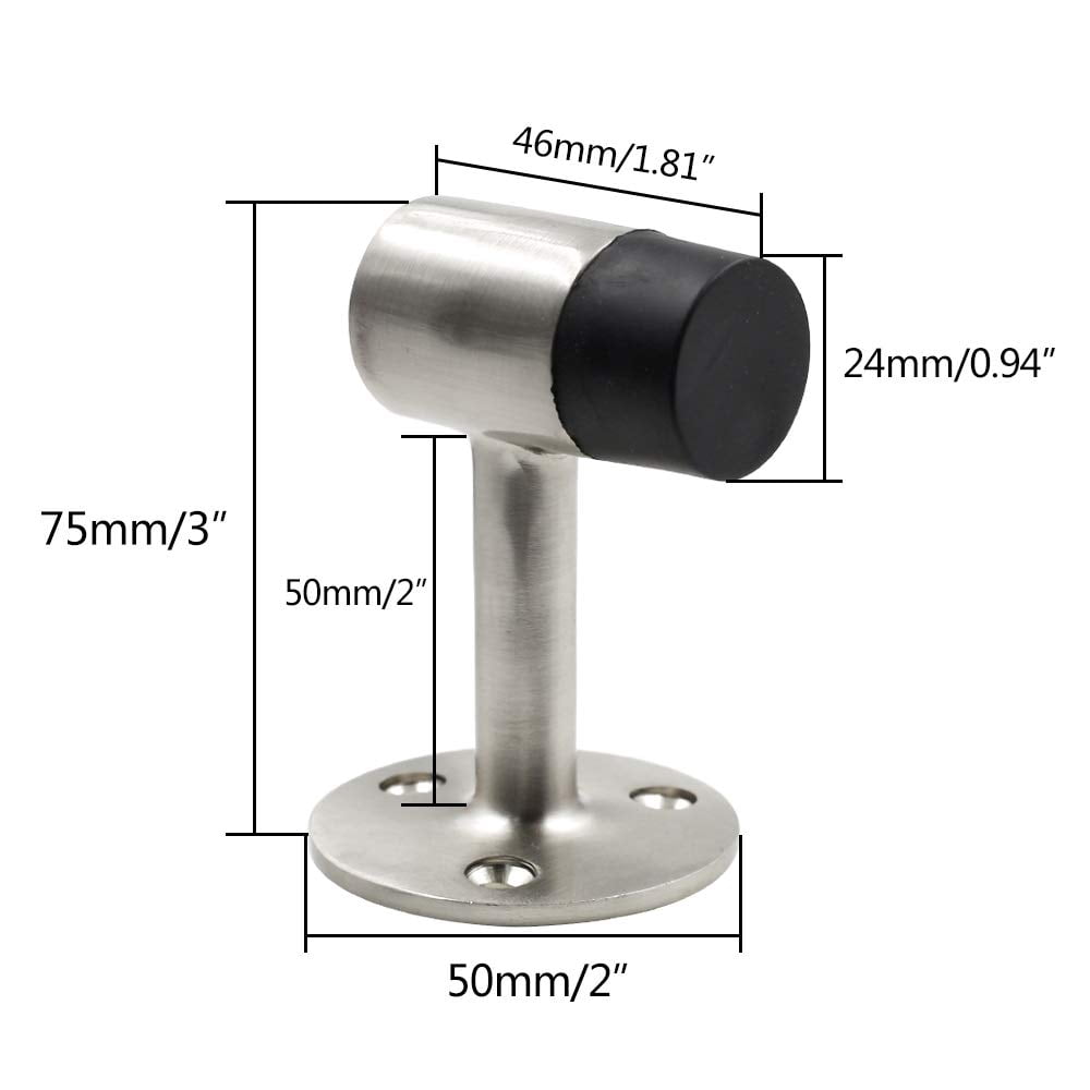 3 Inch Heavy Duty Floor Door Stopper Stainless Steel Brushed Nickel Pack of 1