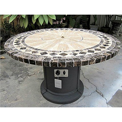 Gas Fireplace Fire Pit Outdoor Marble, Mosaic Propane Tree Stump Fire Pit