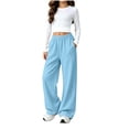 thumbnail image 2 of LUGOGNE Boys Girls Fleece Lined Sweatpants Kids Wide Leg Winter Pants with Pockets Comfortable Loose Lounge Track Pants, 2 of 9