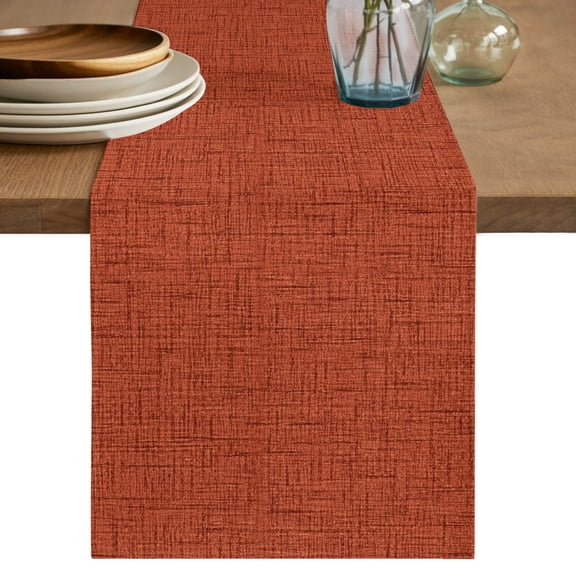 Rust Red Table Runner 72 Inches Long, Dining Table Runners Dresser Scarves, Rustic Farmhouse Solid Color Kitchen Coffee Tablerunner for Tabletop Party Birthday Holiday Wedding Baby Shower 13"x72"