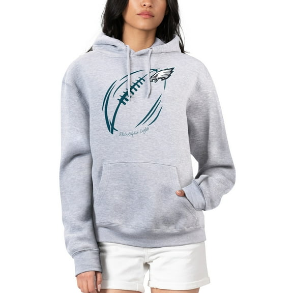Women's G-III 4Her by Carl Banks Heather Gray Philadelphia Eagles Football Logo Fleece Tri-Blend Pullover Hoodie