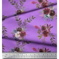 thumbnail image 2 of Soimoi Purple Cotton Duck Fabric Leaves & Faith Rose Floral Fabric Prints By Yard 44 Inch Wide, 2 of 3