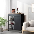 thumbnail image 4 of Gymax Mobile Kitchen Island Cart Serving Utility Trolley Drawer Shelf Towel Rack Black, 4 of 10