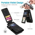 thumbnail image 3 of Allytech Luxury Wallet Case for iPhone 15 Plus with Wrist Strap, [9 Card Slots] [1 Cash Pocket] Premium PU Leather + Soft TPU Shockproof Magnetic Clasp Kickstand Protective Case, Black, 3 of 21