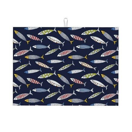 

Ocsxa Sardine Dish Drying Mat for Kitchen Counter Coffee Bar Coffee Station Accessories Absorbent Coffee Mat Kitchen Drying Mat Easy Clean 18x24 Inch
