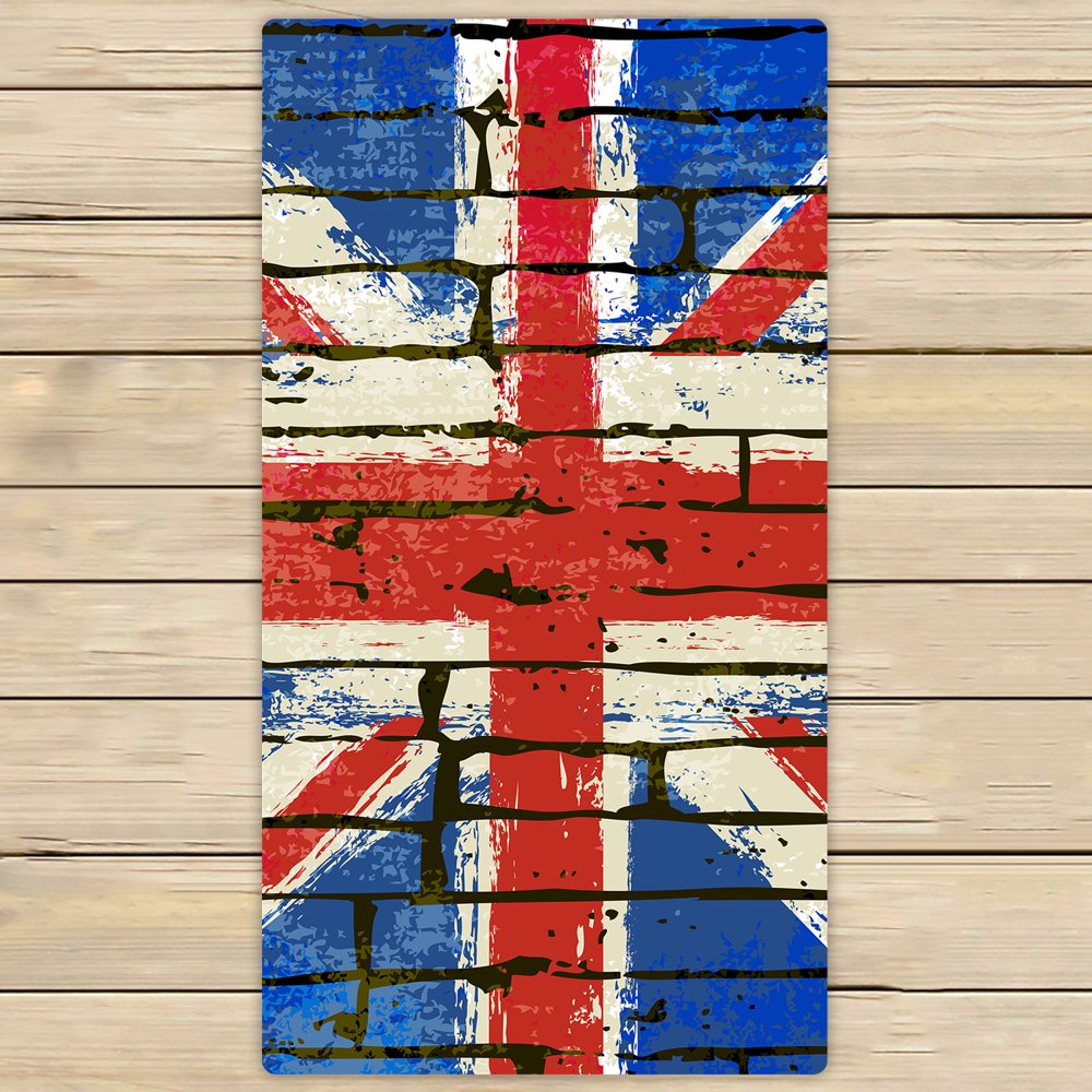 YKCG Grunge British Union Jack Flag UK Flag Brick Wall Hand Towel Beach
