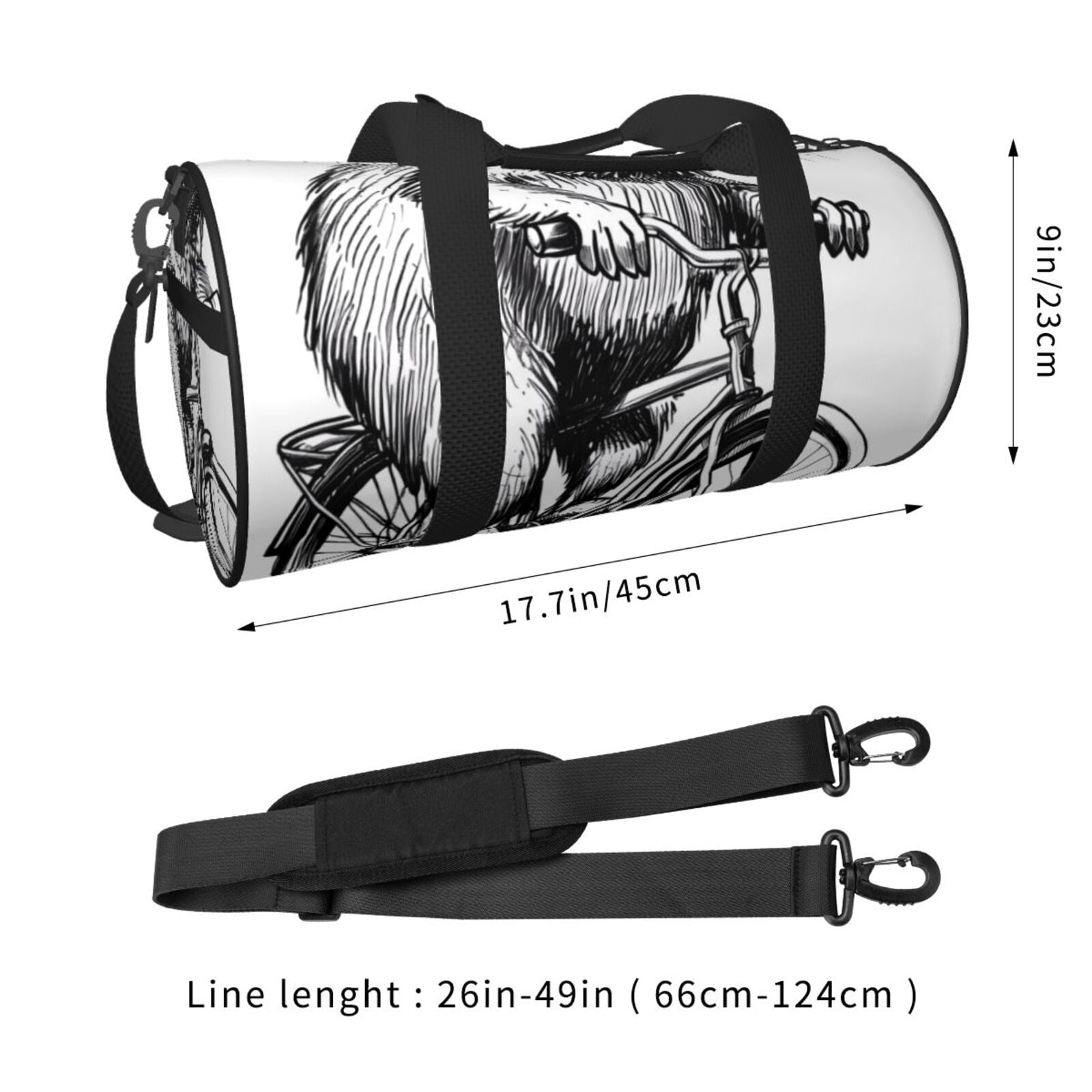 Vsdgher Capybara Riding Bicycle 45L Foldable Duffel Bag, Sports Gym Bag,Overnight Bag, Portable Weekender Bag for Airplanes