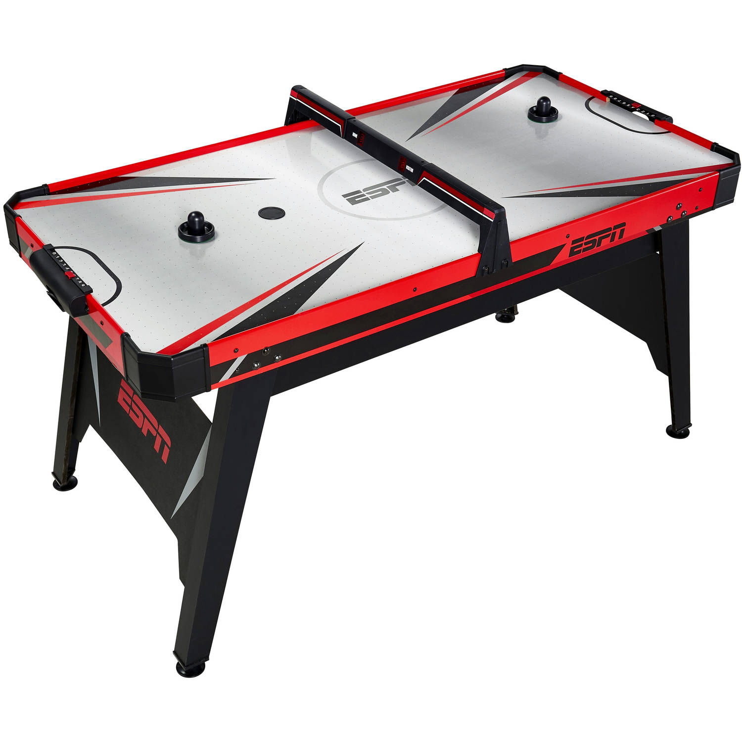 ESPN 60" Air Powered Hockey Table with Overhead Electronic Scorer, Accessories Included, Black/Red - image 7 of 8