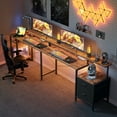 thumbnail image 6 of 66.93 Inch L-Shaped Desk with Storage Drawers, Gaming Desk with Power Outlet & LED Light Strip, Corner Computer Desk with Shelves for Home Office Workstations, Rustic Brown, 6 of 10