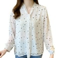thumbnail image 2 of TKLPEHG Work Tops for Women Long Sleeve Business Casual Lapel Shirt Dressy Casual Loose Comfy Blouses (White,XXL), 2 of 5