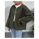 thumbnail image 4 of Abrigos de Invierno para Mujer, de Larga, con Botones, Chaquetas de Forro Suave, Ropa de Abrigo, Moda de Otoño Verde S, 4 of 9