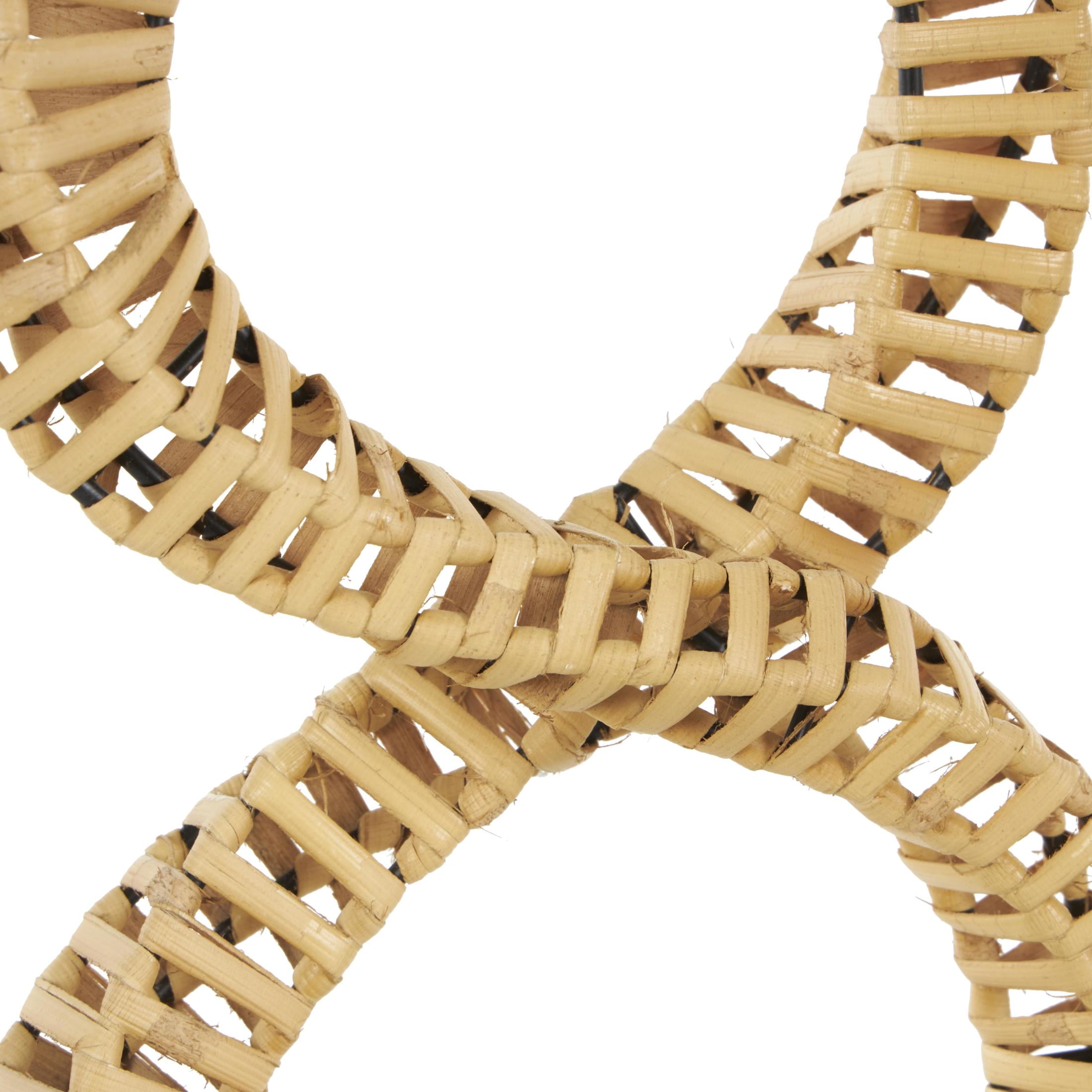 7" x 15" Brown Rattan Handmade Infinity Shaped Abstract Sculpture with White Marble Base, by DecMode