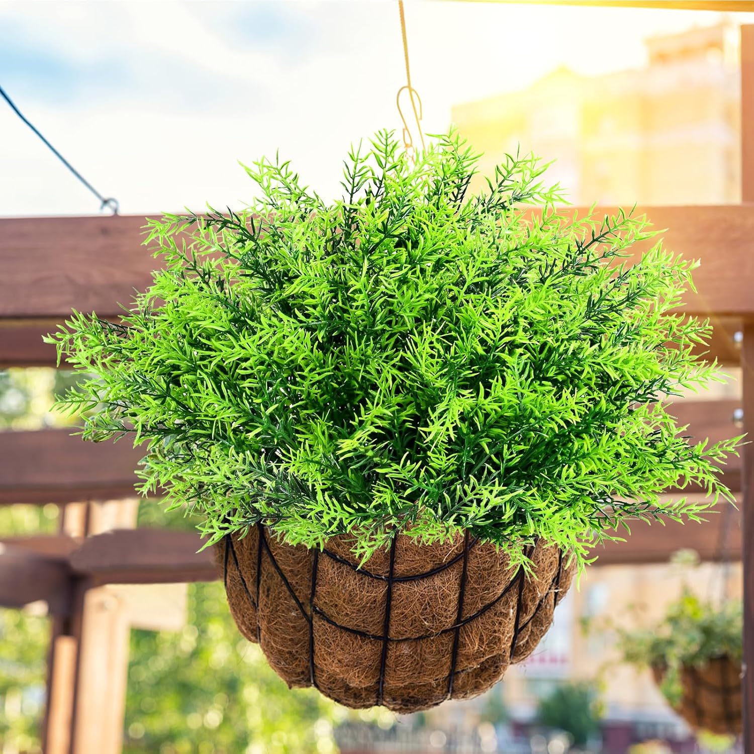 Artificial Plants Outdoor, 10pcs UV Resistant Faux Plants Outdoor, Fake Plants Greenery for Outdoor Planters for Front Porch Pot Decor