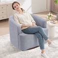 thumbnail image 4 of Bonzy Home 360° Swivel Barrel Accent Chair, Curved Armrest Reading Chair, Comfy Upholstered Round Lounge Chair for Living Room Bedroom Study, Gray, 4 of 4