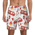thumbnail image 2 of Picia Fire Truck pattern Mens Swim Trunks with Compression Liner Stretch Beach Shorts Quick Dry with Zipper Pockets No-Chafing Board Shorts-Large, 2 of 9