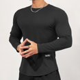 thumbnail image 2 of Camiseta informal de manga larga para hombre, Camisa lisa para gimnasio, Fitness, culturismo, Tops de moda para hombre, ropa de rayas delgadas, Otoño e Invierno, 2 of 5