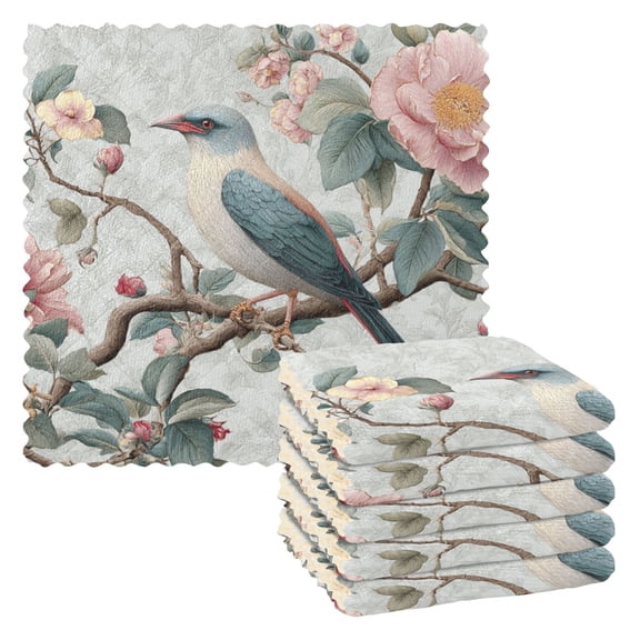 6 Pieces of Kitchen Towels 11x11Inch Kitchen Dish Cloths Kitchen Dish Towels Reuseable Cleaning Cloths A Beautiful Bird