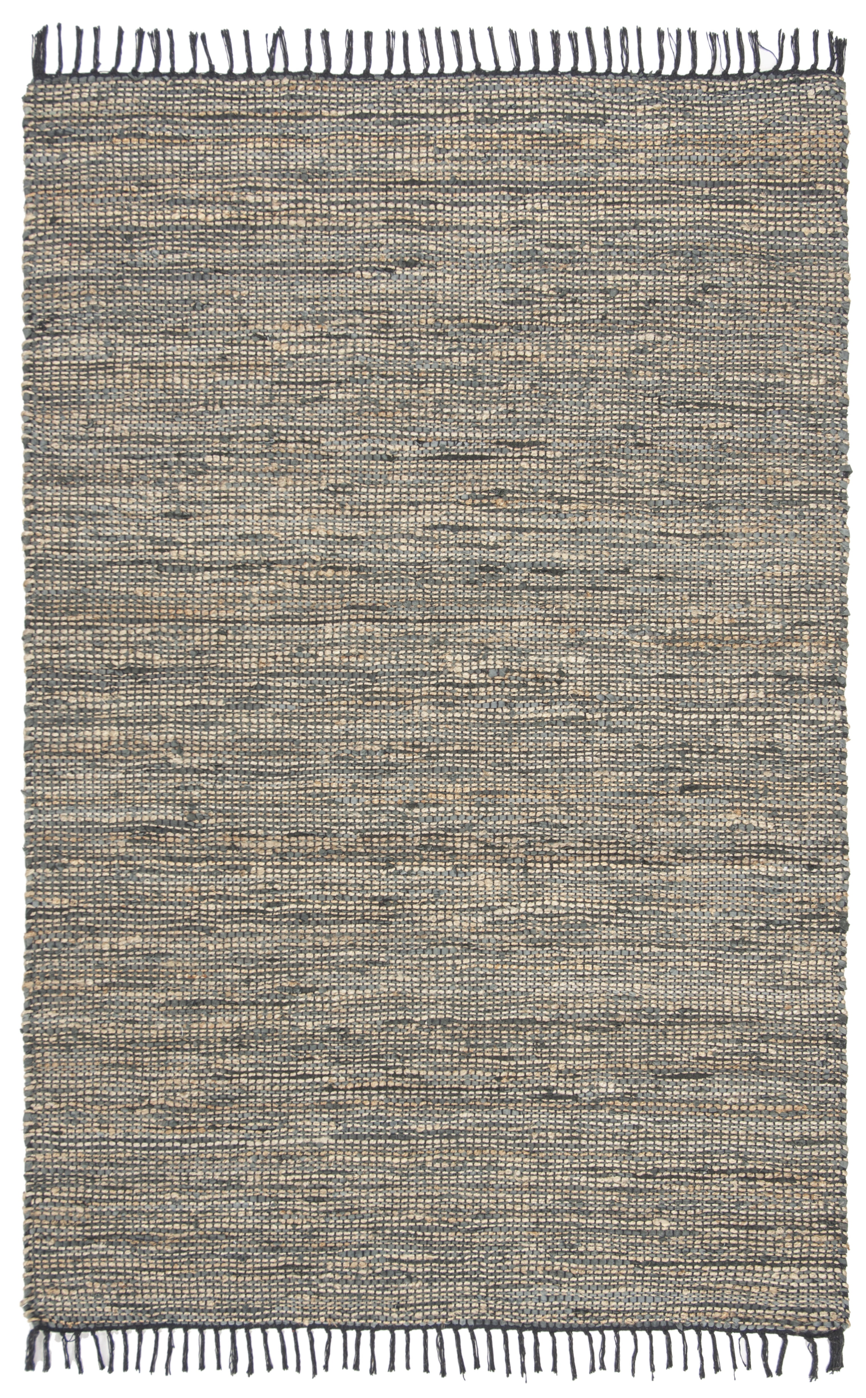 SAFAVIEH Vintage Leather Zharko Solid Braided Fringe Area Rug, Grey, 5' x 8'