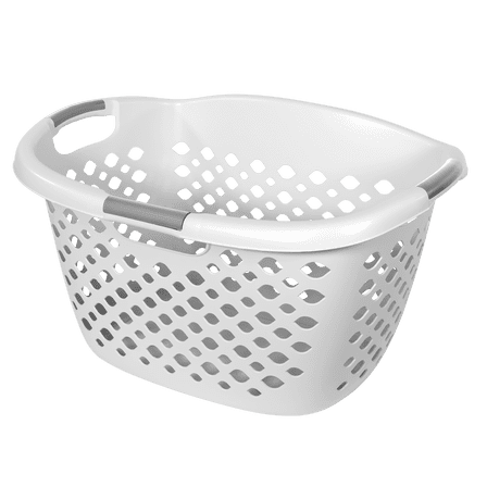 Home Logic 1.8 Bushel Hip Grip Plastic Laundry Basket, White, Adult