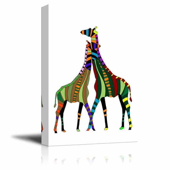 Wall26 Canvas Prints Wall Art - Two Abstract Giraffe from The Various Elements on a White Background - 16" x 24"