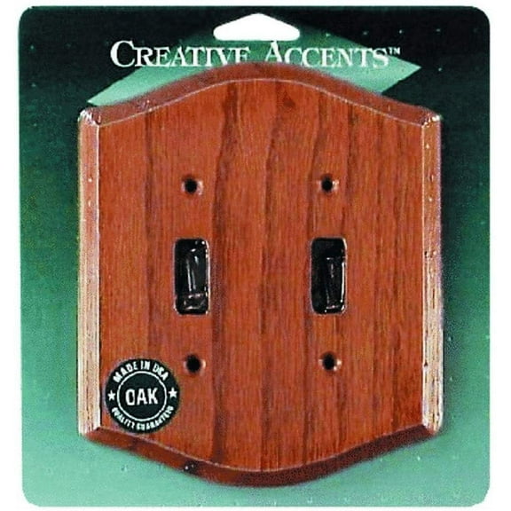 AmerTac Country Oak Toggle Switch Wall Plate - Solid Oak, Brown, 2-Gang, Country Style