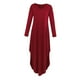 thumbnail image 1 of Maxi Suelto Flojo De De La Manga Larga Del Cuello Partido De La Manga De Las Mujeres Rojo S Yuyangstore Vestido largo maxi de las mujeres, 1 of 8