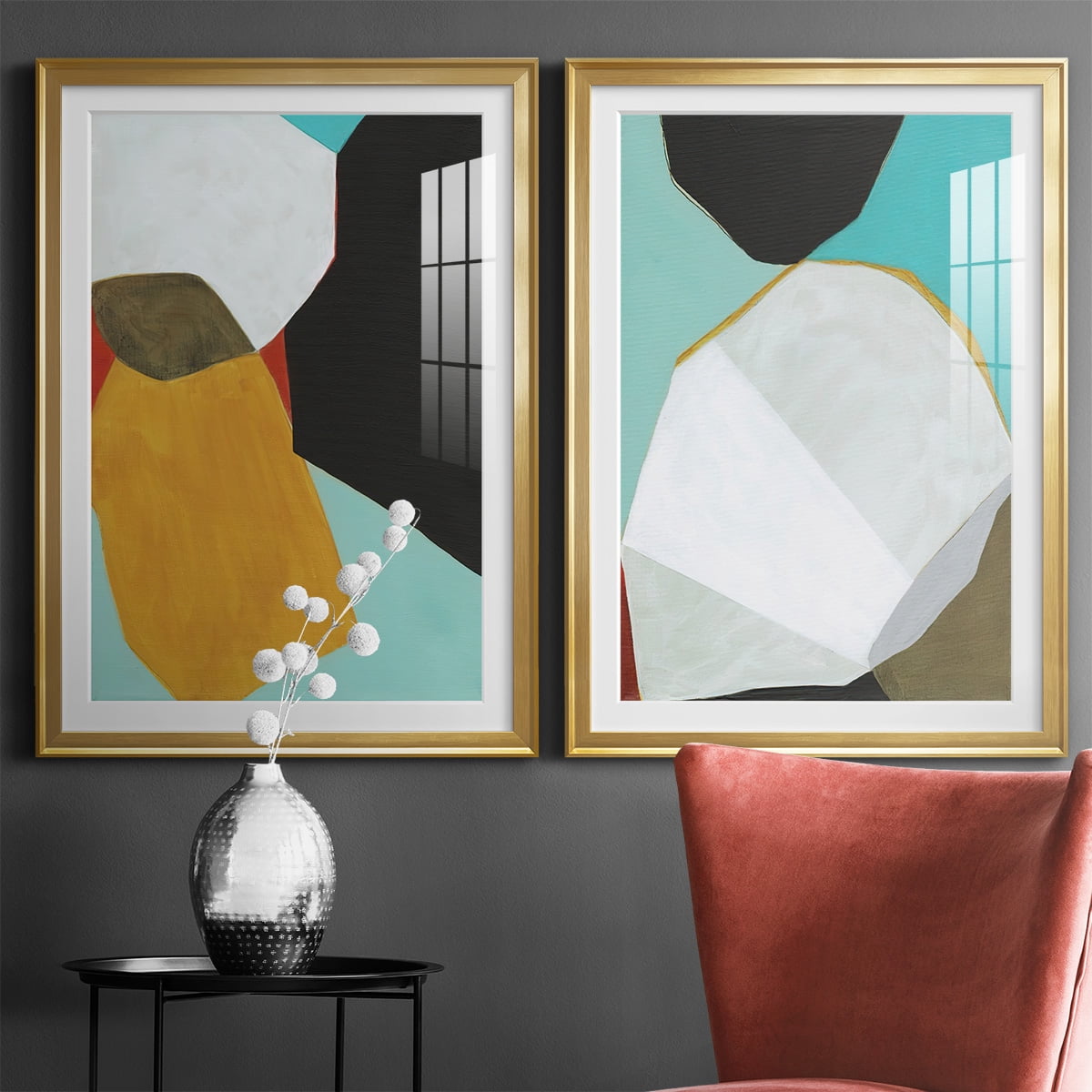Wexford Home Graphica I Premium Framed Print, 26.5" x 36.5" - Ready to Hang, Gold (Set of 2)