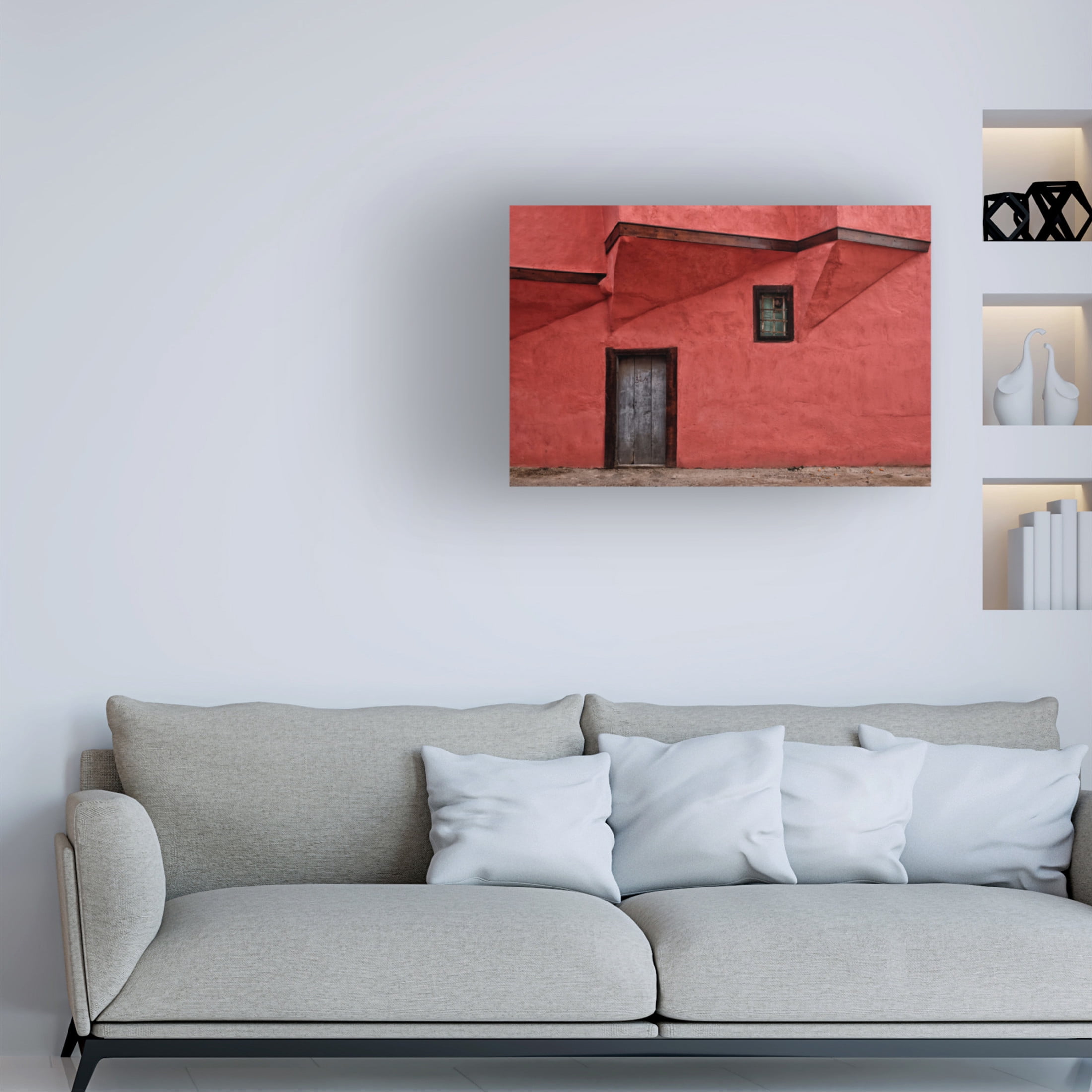Canvas Wall Art - Ali Ayer 'Red Façade' Wall Art for Living Room, Bedroom, or Office Décor by Trademark Fine Art - 32 x 22 Inches