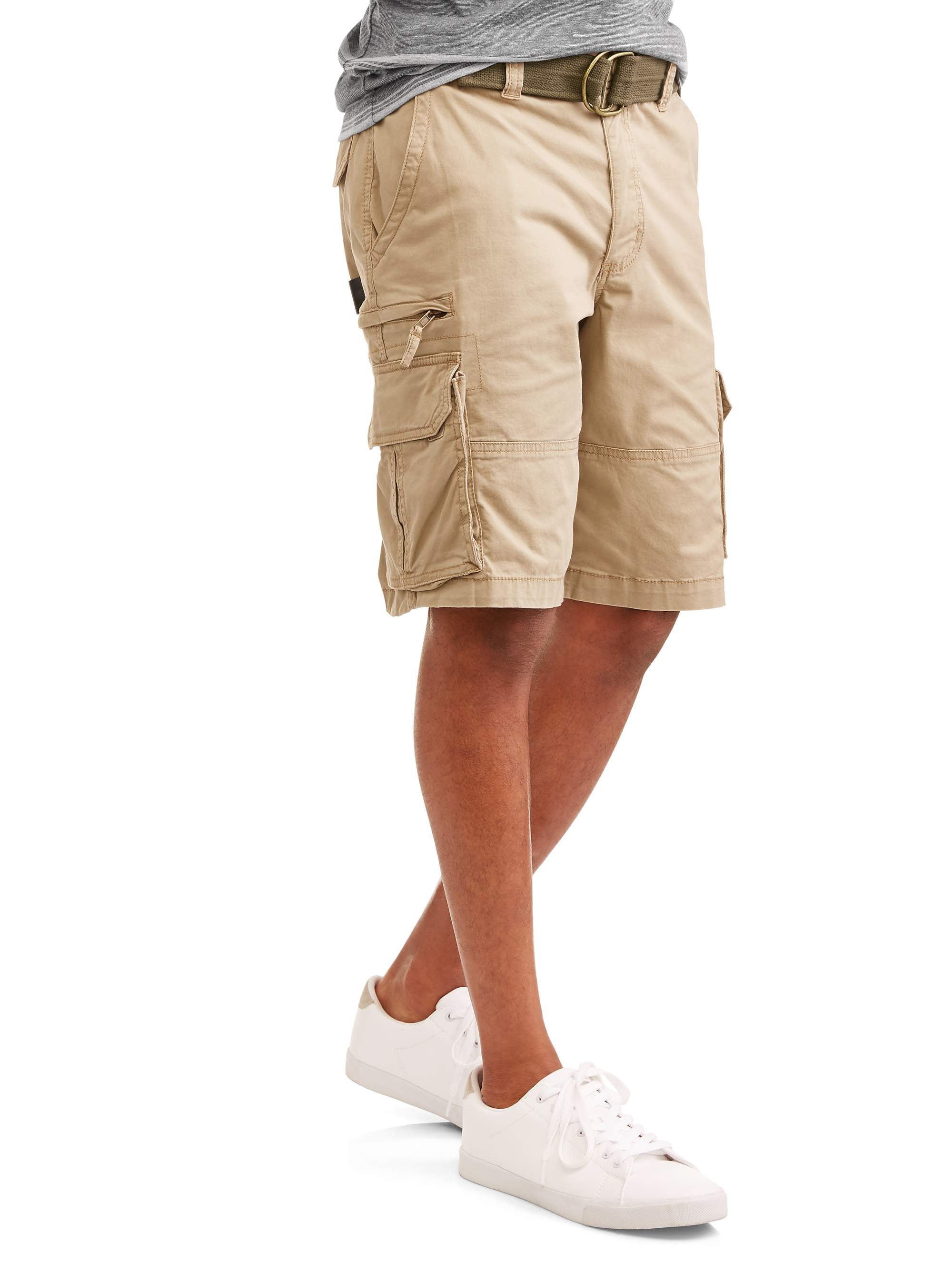 George Men's Stacked Cargo Shorts Khaki Size 34 ~11" INSEEM AT THE KNEE~ SAND 