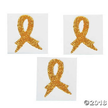 12 Gold Childhood Cancer Ribbon Awareness Tattoo Stickers by