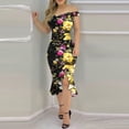thumbnail image 2 of Fridja Womens Summer Dress One-shoulder Irregular Tight-fitting Hip Print Dress, 2 of 6