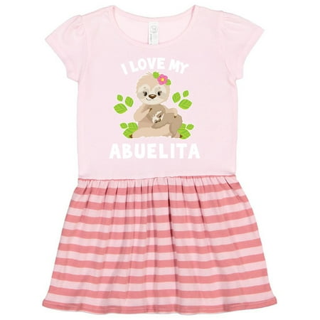 

Inktastic Cute Sloth I Love My Abuelita with Green Leaves Gift Toddler Girl Dress
