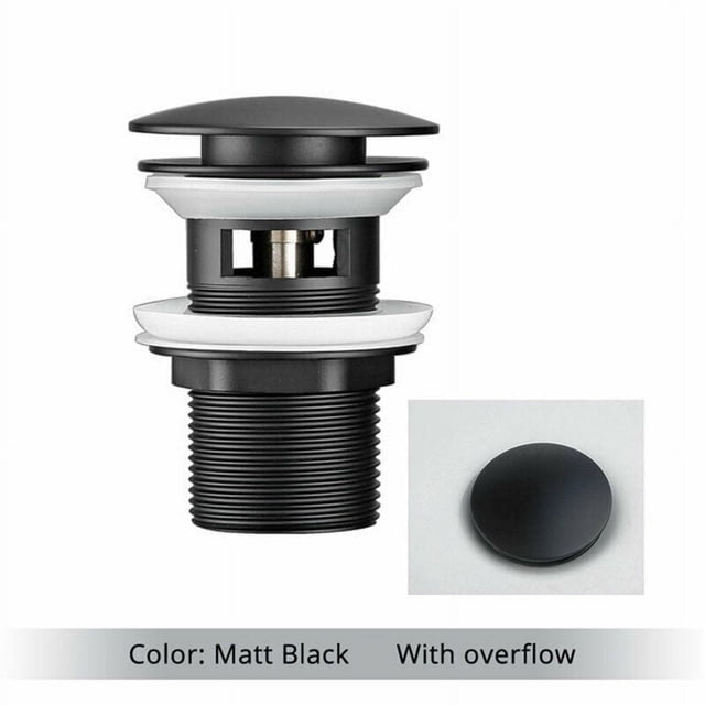 Bathroom Bath Plug Black -Pop Up Sink Basin Waste Slotted Unslotted Click Clack