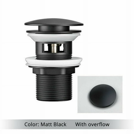 

LIKEM Bathroom Bath Plug Black -Pop Up Sink Basin Waste Slotted Unslotted Click Clack