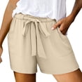 thumbnail image 2 of Linen Shorts for Women Summer Casual Elastic Waist Wide Leg Loose Fit Lightweight Beach Shorts with Pockets, 2 of 6