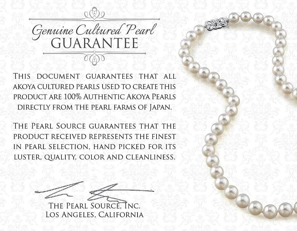 THE PEARL SOURCE 14K Gold 4.5-5.0mm AAA Quality Round Genuine White Japanese Akoya Saltwater Cultured Pearl Necklace in 18 Princess Length for Women 4550-AK-W3A-18 