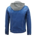 thumbnail image 2 of Men’s Classic Button Up Removable Hood Slim Fit Stretch Denim Jean Jacket (Stone Wash Blue, XL), 2 of 8