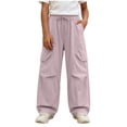 thumbnail image 2 of Agkizg Girls Wide Leg Cargo Pants Quickly Dry Lightweight Waist Pants with Multi-Pockets for Outdoor Summer, Sizes 12-13 Years, 2 of 6